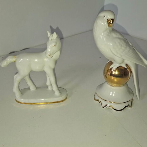 Bavaria Gerold & Co Tettau porcelain set with 2 candlesticks, 2 wall lamps and 2 decorations like new