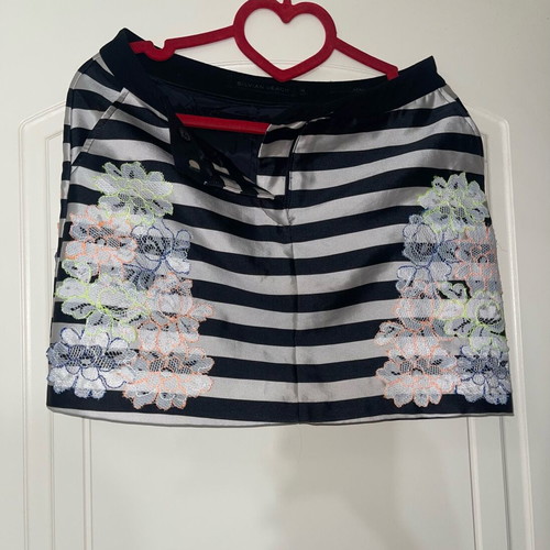 Striped taffeta skirt with lace Silvian Heach new, black and white