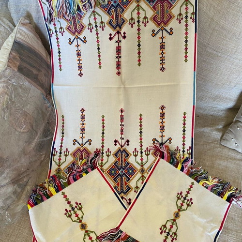 Cretan traditional embroideries like new, 2 small and one 90cm