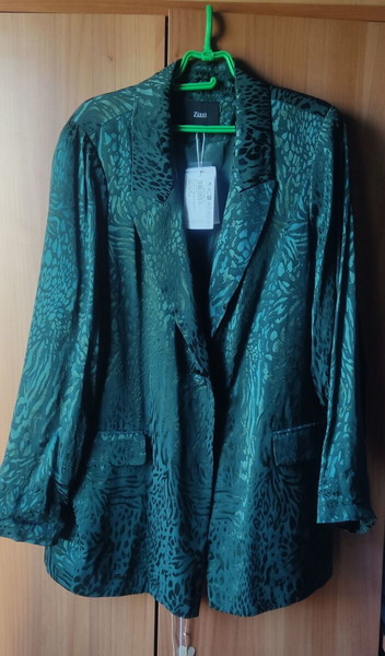Zizzi Σακάκι με print No 48 Μπλέιζερ Βισκόζη (plus size) Κυπαρισσί.