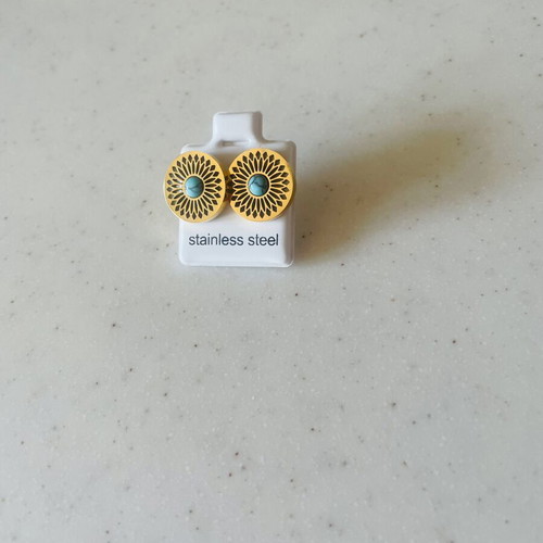 Lobe earrings new, stainless steel, 1cm diameter