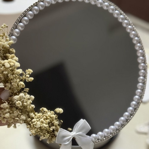 Handmade bridal tray mirror with pearls new