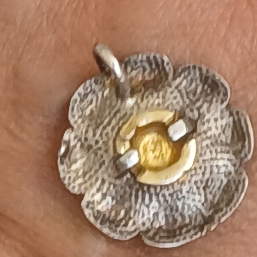 925 Silver flower pendant, 2.5 cm diameter