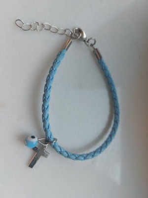 Children's bracelet light blue with cross like new