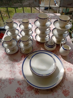 Scherzer Bavaria collectible porcelain set with cobalt blue and 24K gold like new