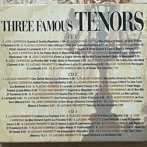 Three Famous Tenors 3 CD box set like new, classical opera