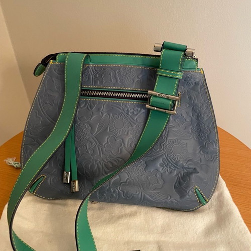 Tous crossbody bag like new, blue embossed leather