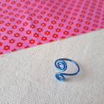 Wire ring handmade from scratch, blue, small size