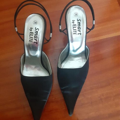 Black satin evening pumps used size 38