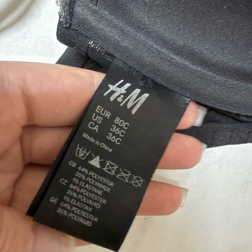 H&M pushup black satin lace wired bra like new, size 80C