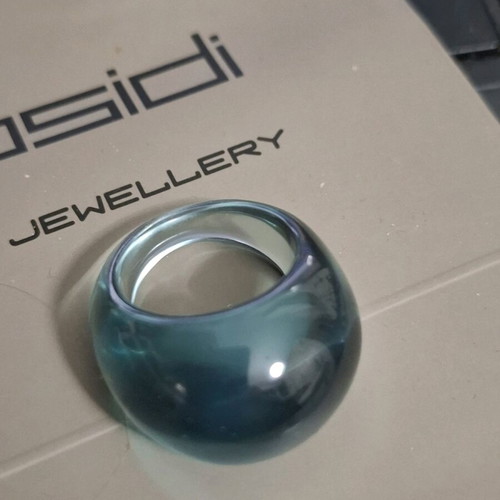 Resin rings new, size 55, transparent and blue, set of 2