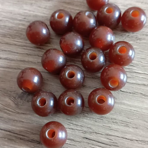Acrylic beads 12mm new, brown, pack of 19