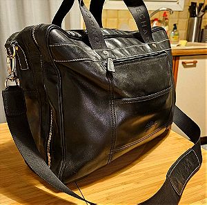 Longchamp μαύρη δερμάτινη ανδρική τσάντα ώμου με επένδυση