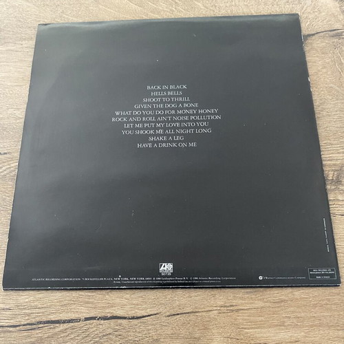 AC/DC Back In Black Vinyl LP Album near mint metal