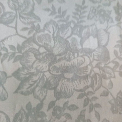 Vintage large petrol tablecloth with fringes and floral pattern used