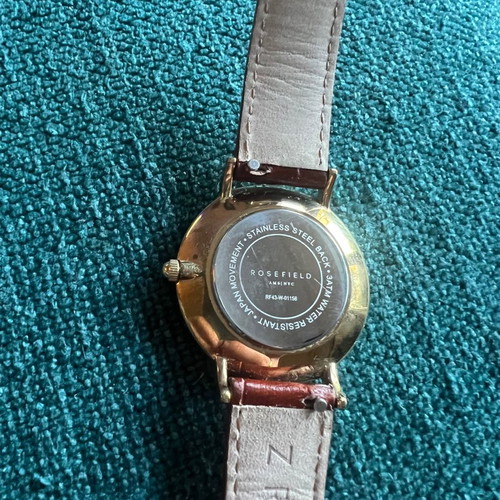 Rosefield women's watch used with brown leather strap