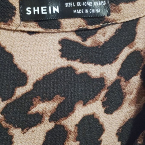 Shein long animal print dress with buttons and belt like new