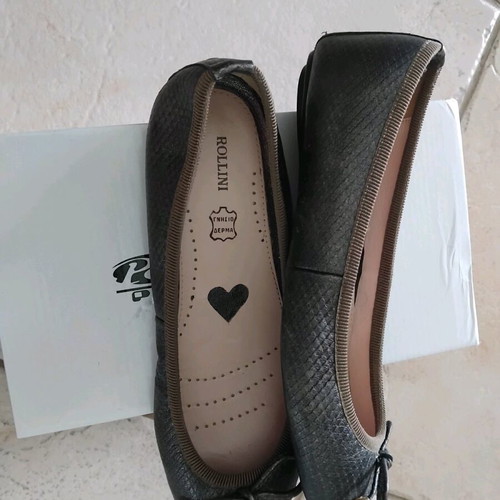 Rollini leather ballerinas gray anthracite metallic like new, size 39