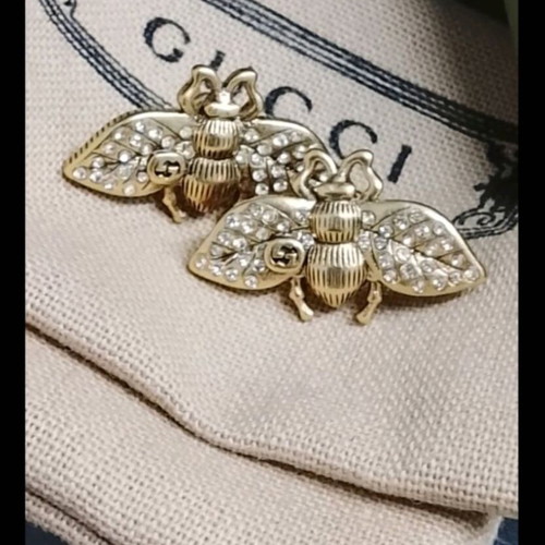Gucci Bee earrings new with crystals and faux pearls
