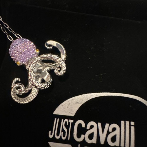 Just Cavalli necklace like new, silver with purple detail