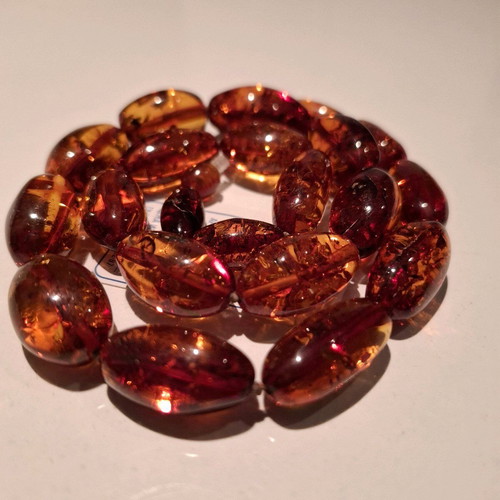 Necklace of solid natural Baltic amber, 23 beads, length 46 cm