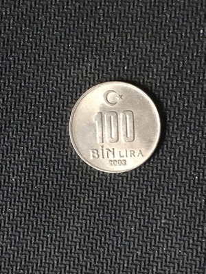 Turkey 100,000 Lira 2003 like new