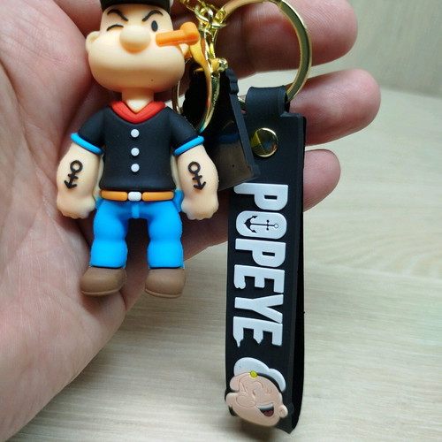 Popeye keychain new, multicolor soft rubber