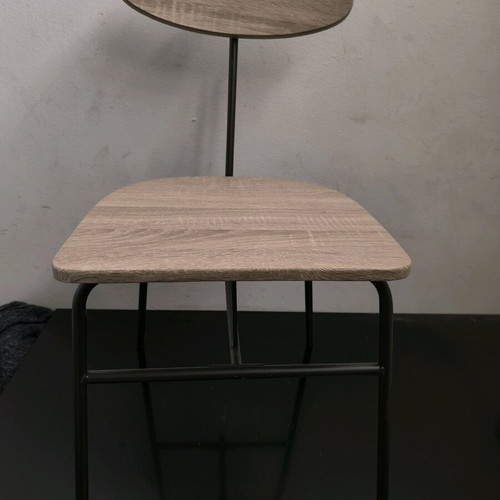 Four chairs with nice design like new, black with wooden seat