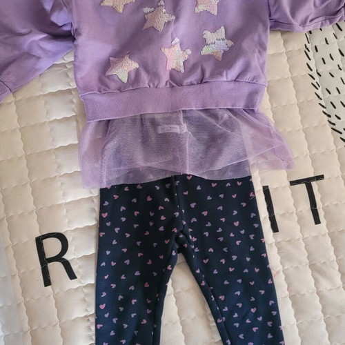 Girls' set with blouse and leggings, like new, flash lining