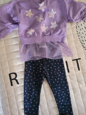 Girls' set with blouse and leggings, like new, flash lining