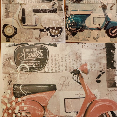 Vespa art prints like new, set of 3, 40cm x 40cm