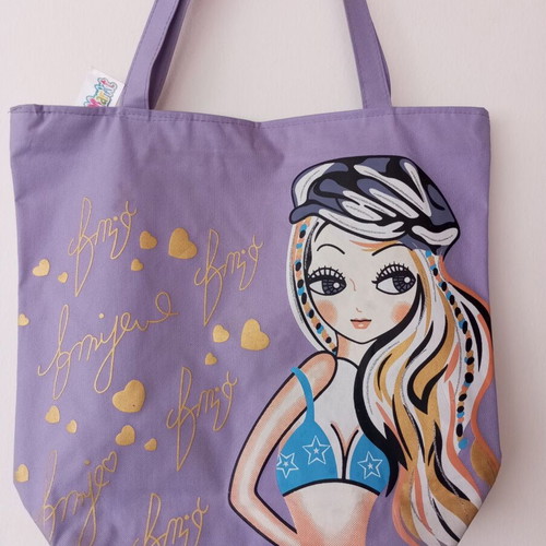 Tote Bag Lilac Shoulder Bag New with Mimi Character Design