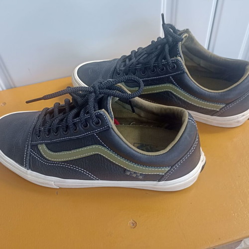 Vans Skate Old Skool Butter Leather Black/Green size 43 like new