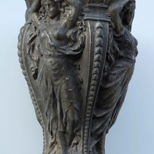 Antique vintage vase sculpture with Aphrodite figures used