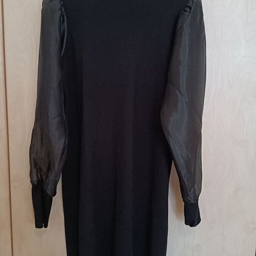 Lynne Black Elastic Dress With Transparent Puffy Sleeves Like New