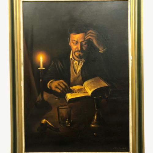Fotis Kotsinas oil painting on canvas used, framed 85x115 cm