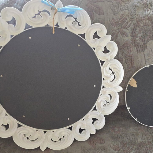 Set of 2 Wall Mirrors vintage shabby chic style white and gold