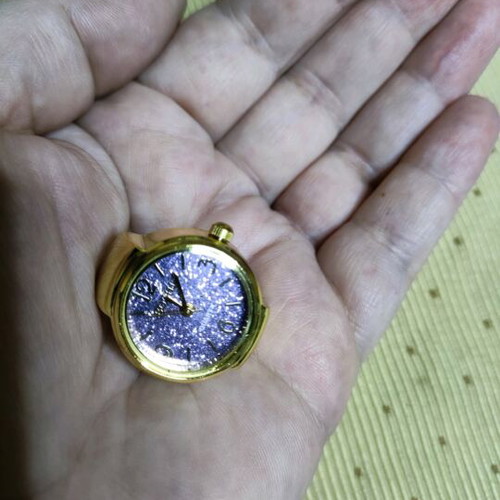 Vintage mini women's ring watch new, purple and gold