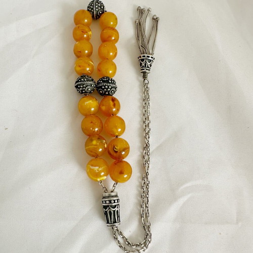 Vintage Greek Komboloi 1940s silver, like new