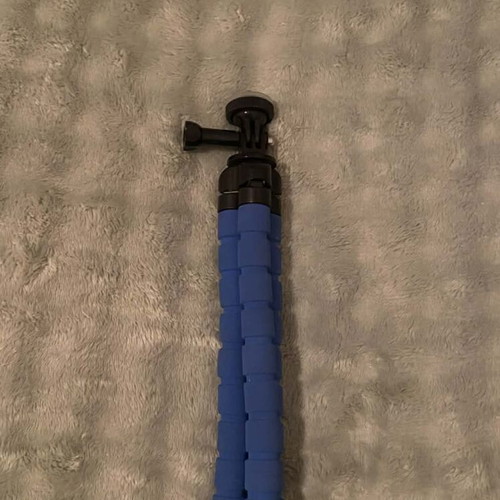 Flexible mini tripod for camera used, blue, aluminum