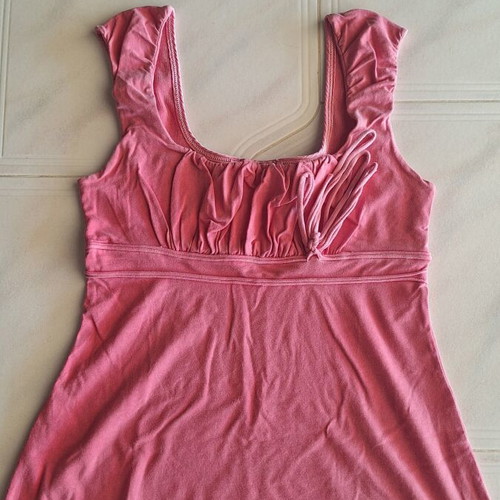 BSB Jeans Pink Summer Top with Ruched Details and Cords Size S Like New
