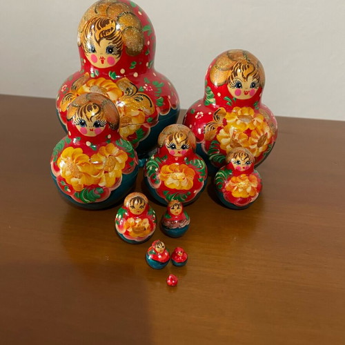 Russian Babushka/Matryoshka handmade set of 10 pieces