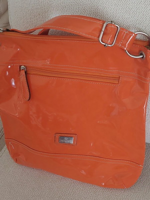 Hunter women's crossbody bag, orange patent leather