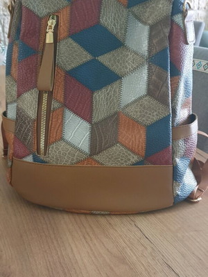 Women's backpack new colorful patchwork leatherette