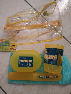 SpongeBob toiletry bag used with bathroom items