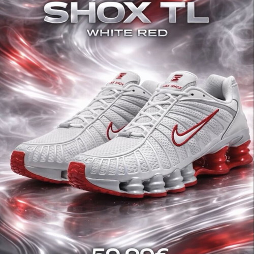 Nike Shox TL 2025 sneakers white red size 43