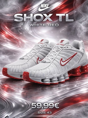 Nike Shox TL 2025 sneakers white red size 43