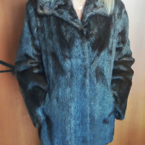 Brown mink fur coat used, size Large-XLarge