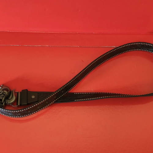 Motorhead leather belt new, 120cm, black with Snaggletooth buckle