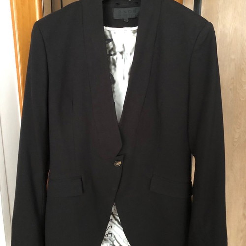 Snob black long mid-length jacket used, size 36